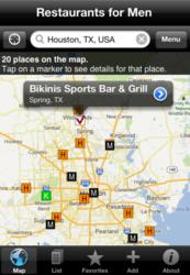 A screenshot from Restaurants for Men's interactive map.